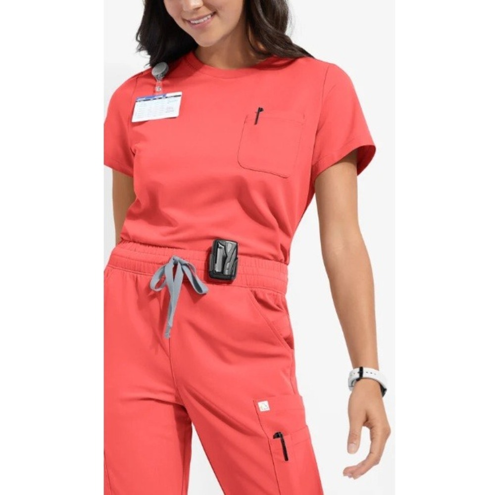 ReSurge Women's Sunset Rose Citrine 1-Pocket Crew Neck Scrub Top Size XL NWT